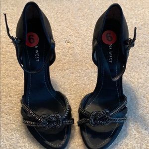 Black satin heels size 6